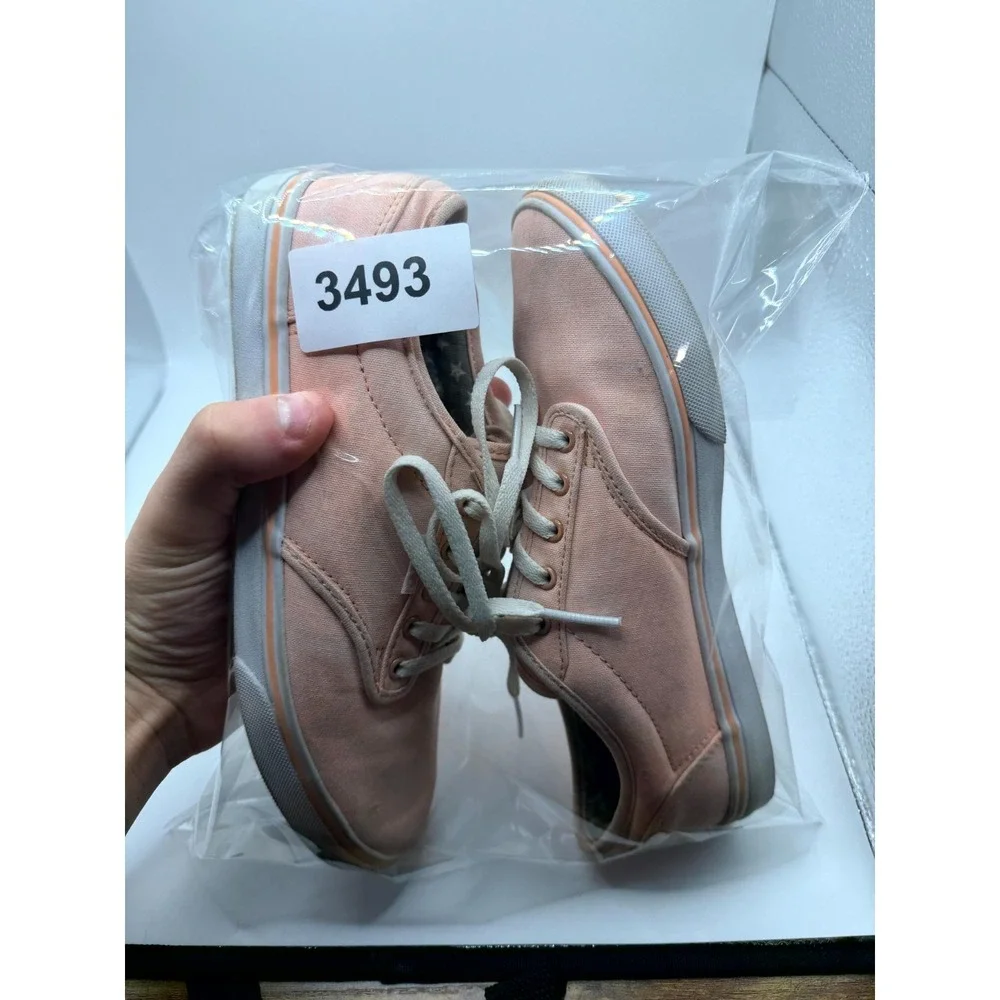 Vans‎ Atwood Womens 7 Sneakers Peach Canvas Low Top Lace Up Skateboard Shoes